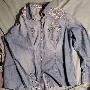 Harley Davidson long sleeve jean shirt